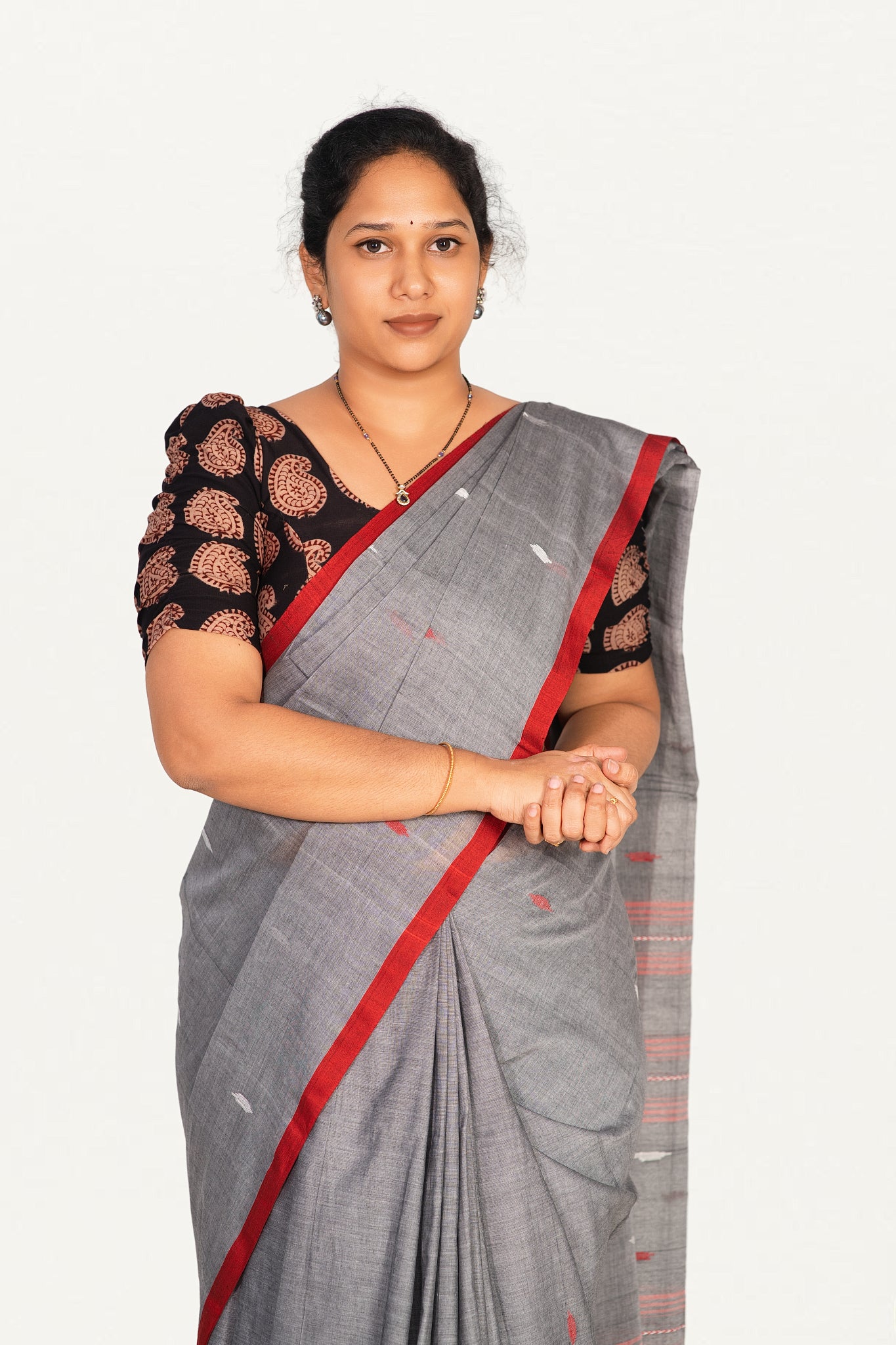 KALAMKARI BUTTA  ROUND NECK 10 INCH HANDS STRECHBLE BLOUSE