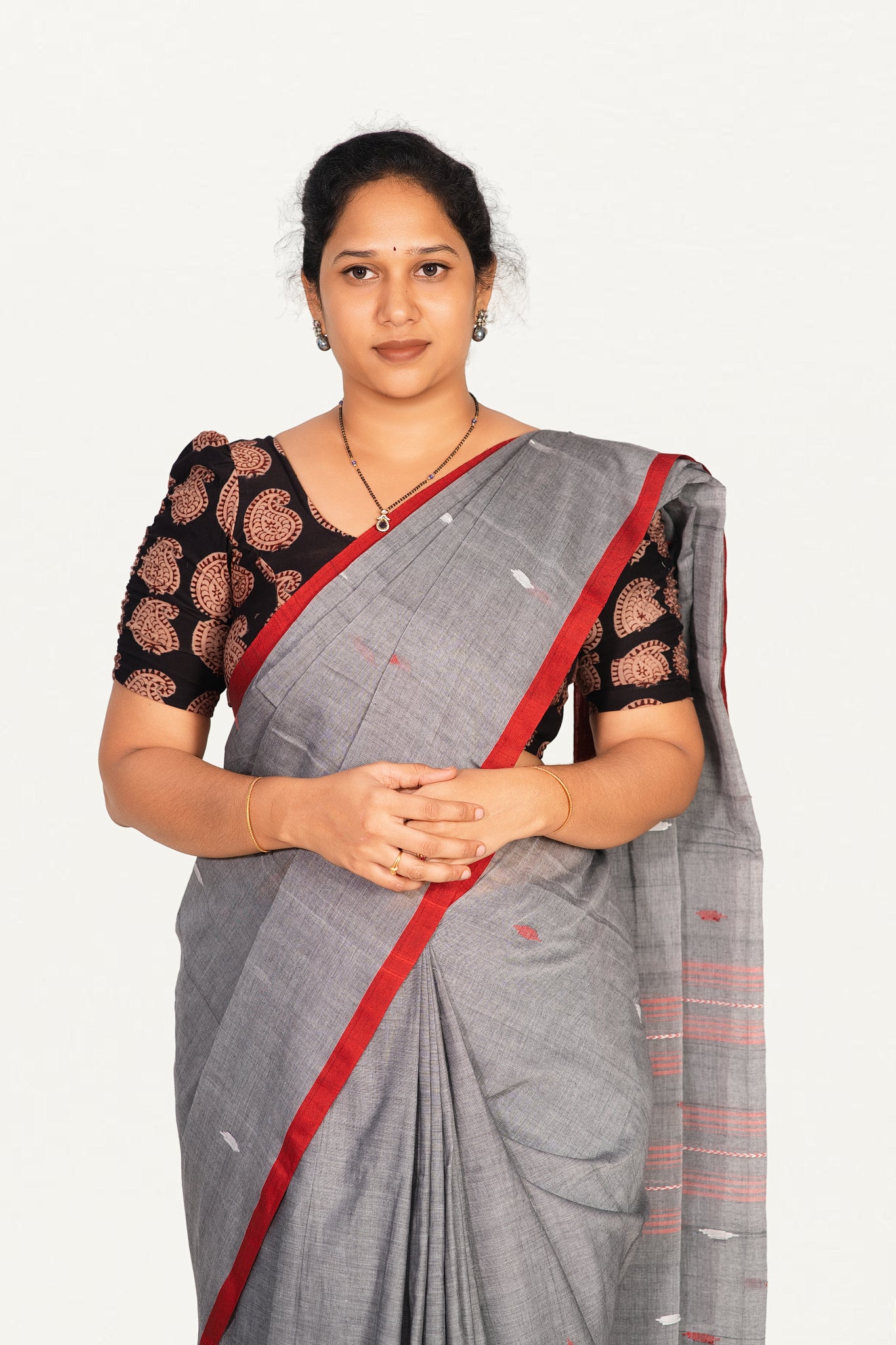 KALAMKARI BUTTA  ROUND NECK 10 INCH HANDS STRECHBLE BLOUSE