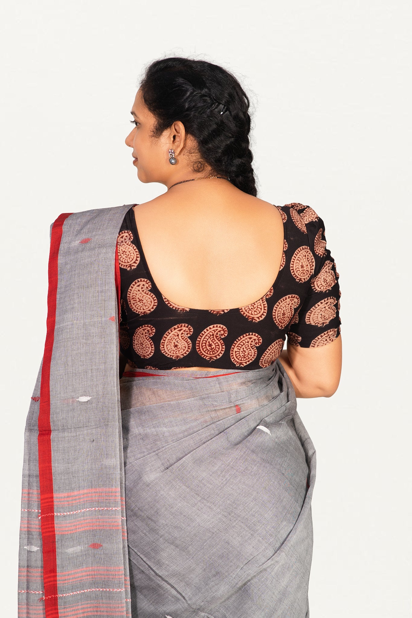 KALAMKARI BUTTA  ROUND NECK 10 INCH HANDS STRECHBLE BLOUSE