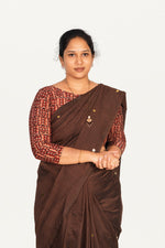 KALAMKARI BOAT NECK OPEN 3/4  HAND'S STREACHBLE  BLOUSE