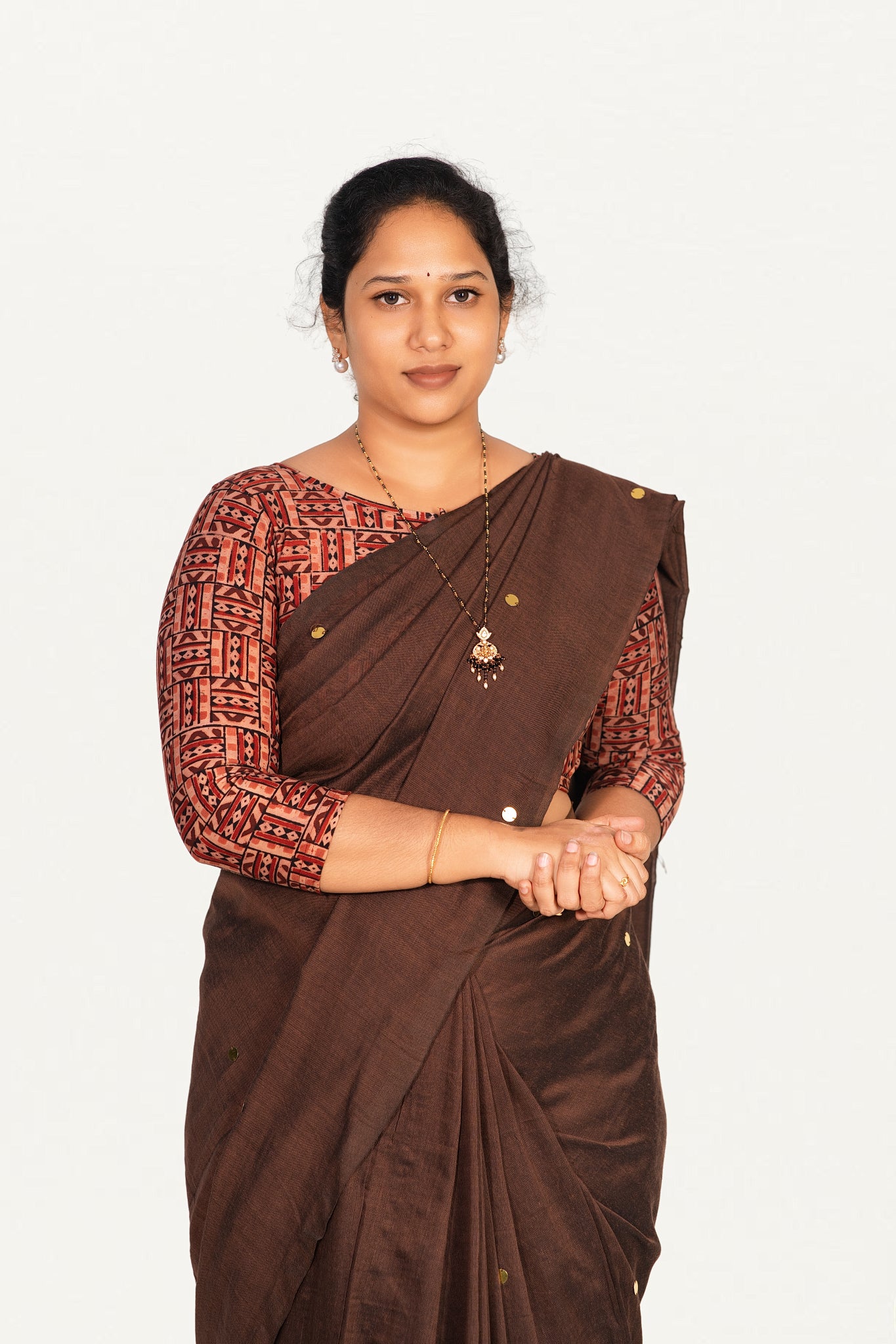 KALAMKARI BOAT NECK OPEN 3/4  HAND'S STREACHBLE  BLOUSE