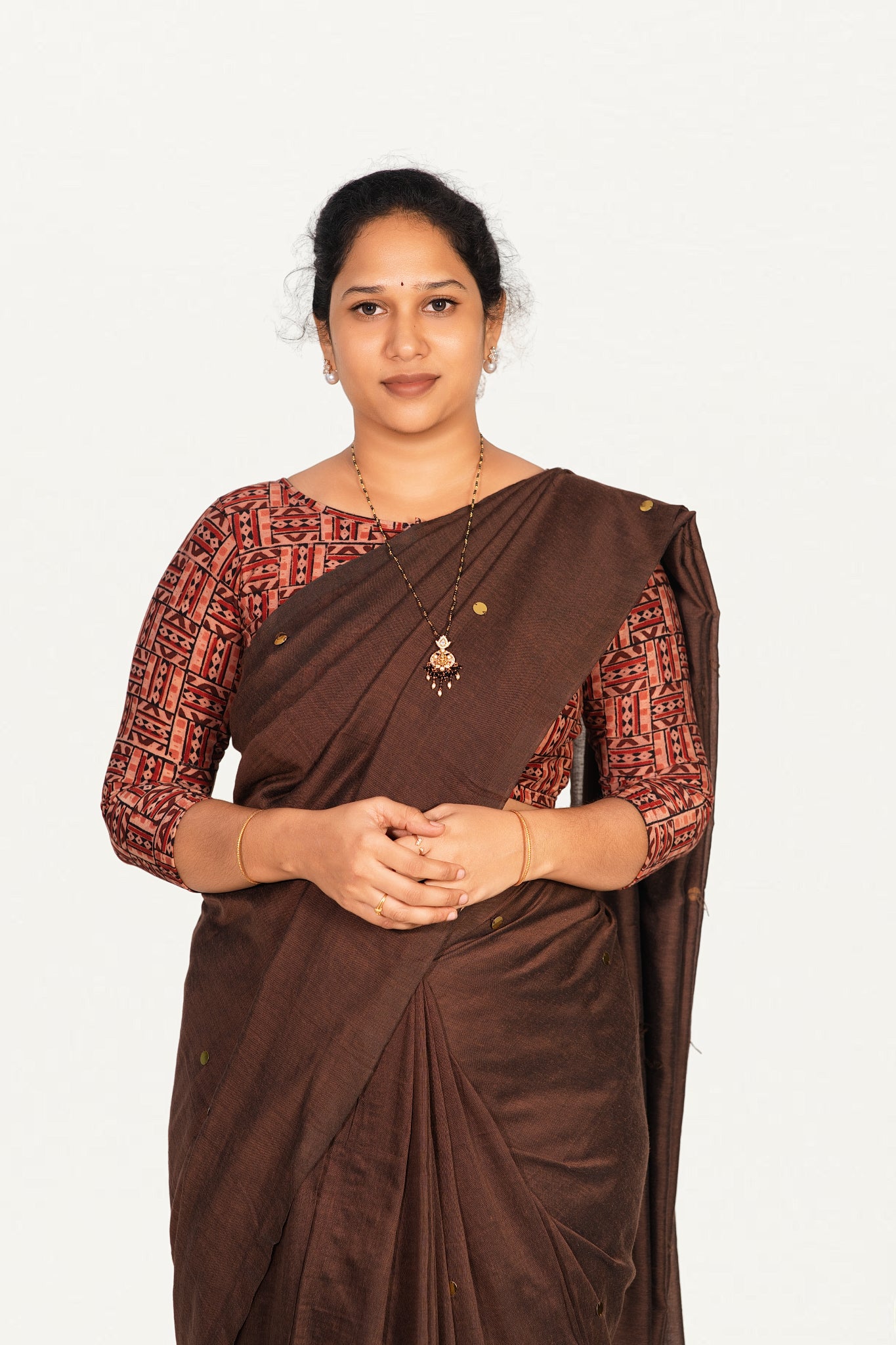 KALAMKARI BOAT NECK OPEN 3/4  HAND'S STREACHBLE  BLOUSE