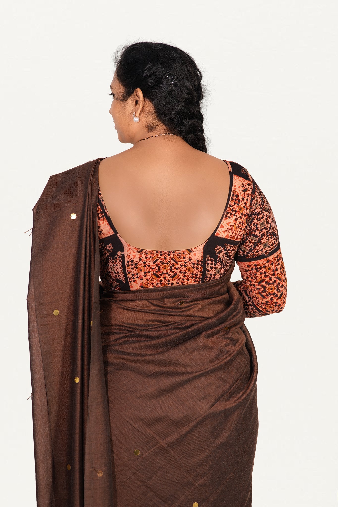 KALAMKARI ROUND NECK FULL HANDS STRECHBLE BLOUSE