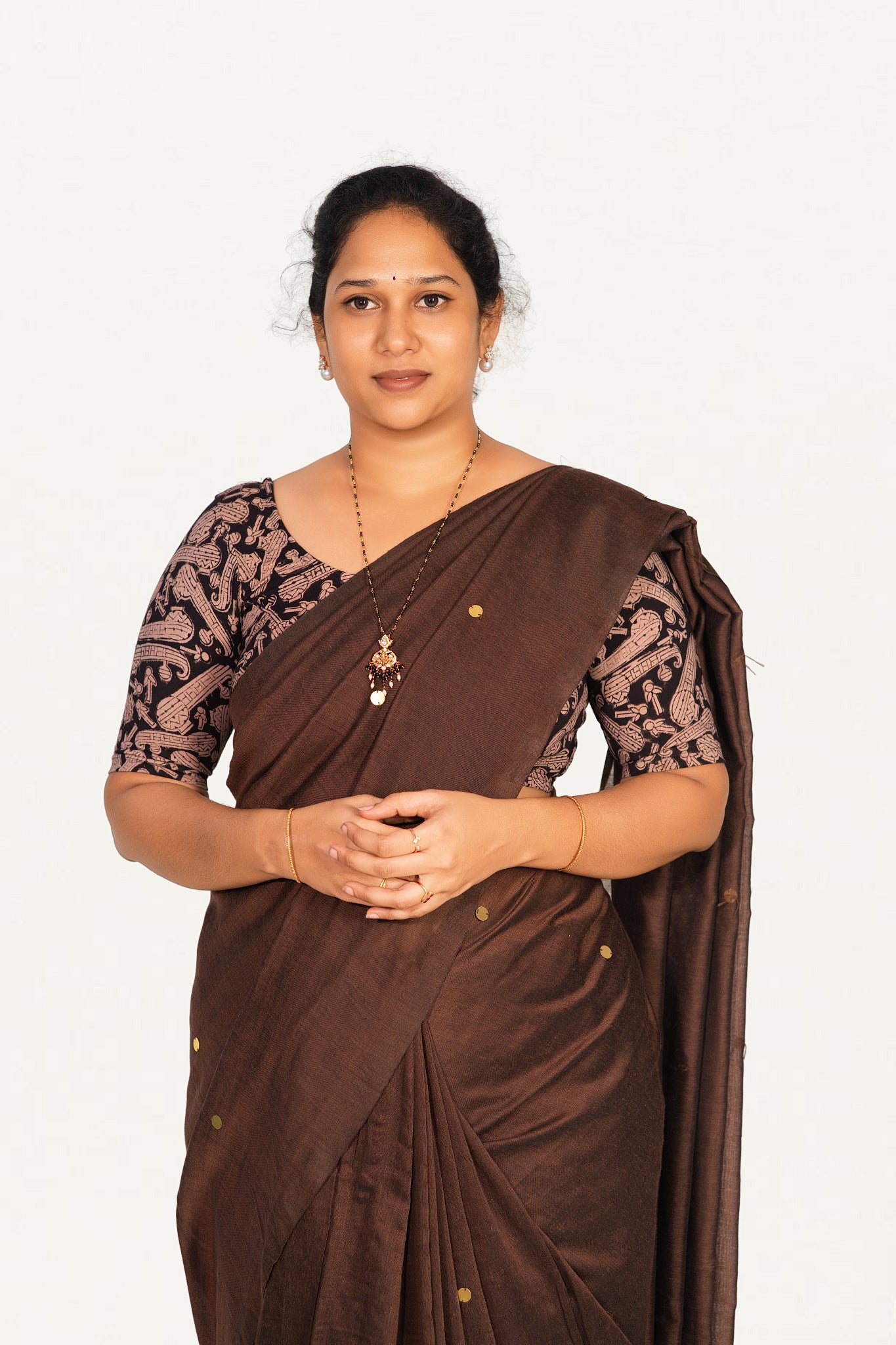 KALAMKARI ROUND NECK 10 INCH HANDS STRECHBLE BLOUSE