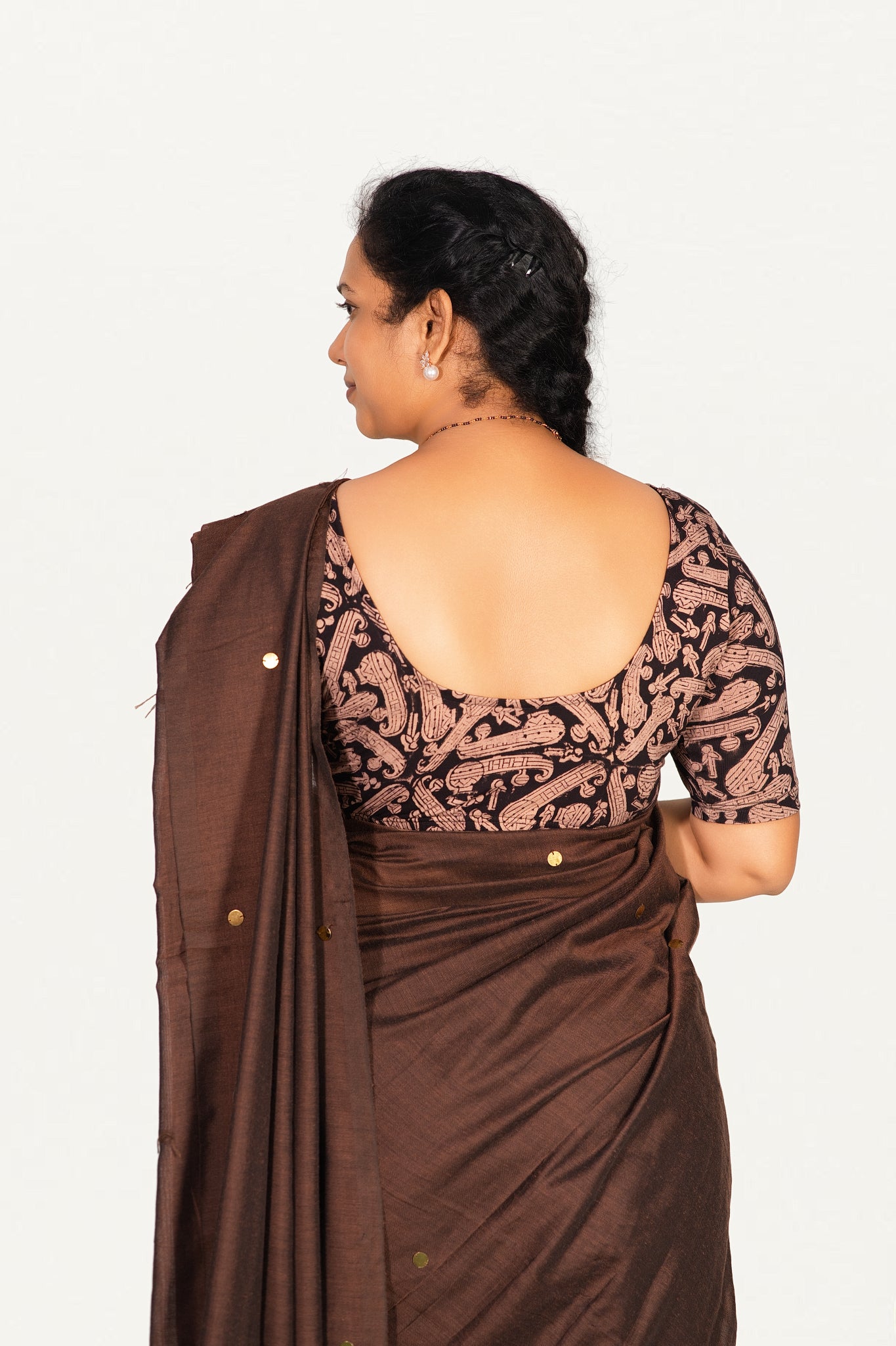 KALAMKARI ROUND NECK 10 INCH HANDS STRECHBLE BLOUSE