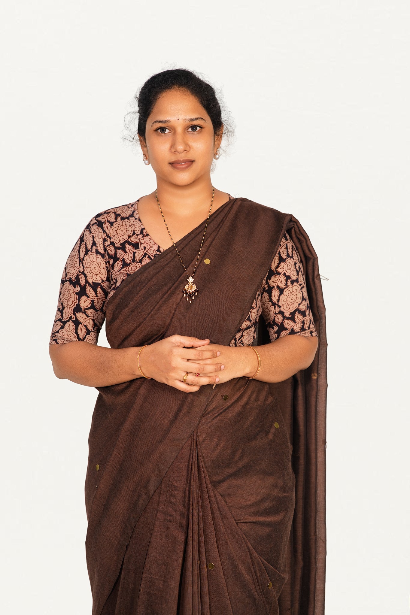 KALAMKARI V NECK 10 INCH HAND  STRECHBLE BLOUSE
