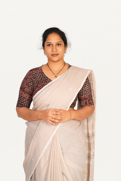 KALAMKARI V NECK 10 INCH HAND  STRECHBLE BLOUSE