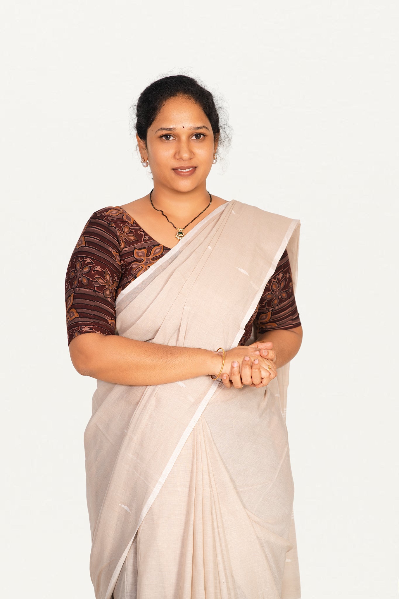 KALAMKARI ROUND NECK 10 INCH HANDS STRECHBLE BLOUSE
