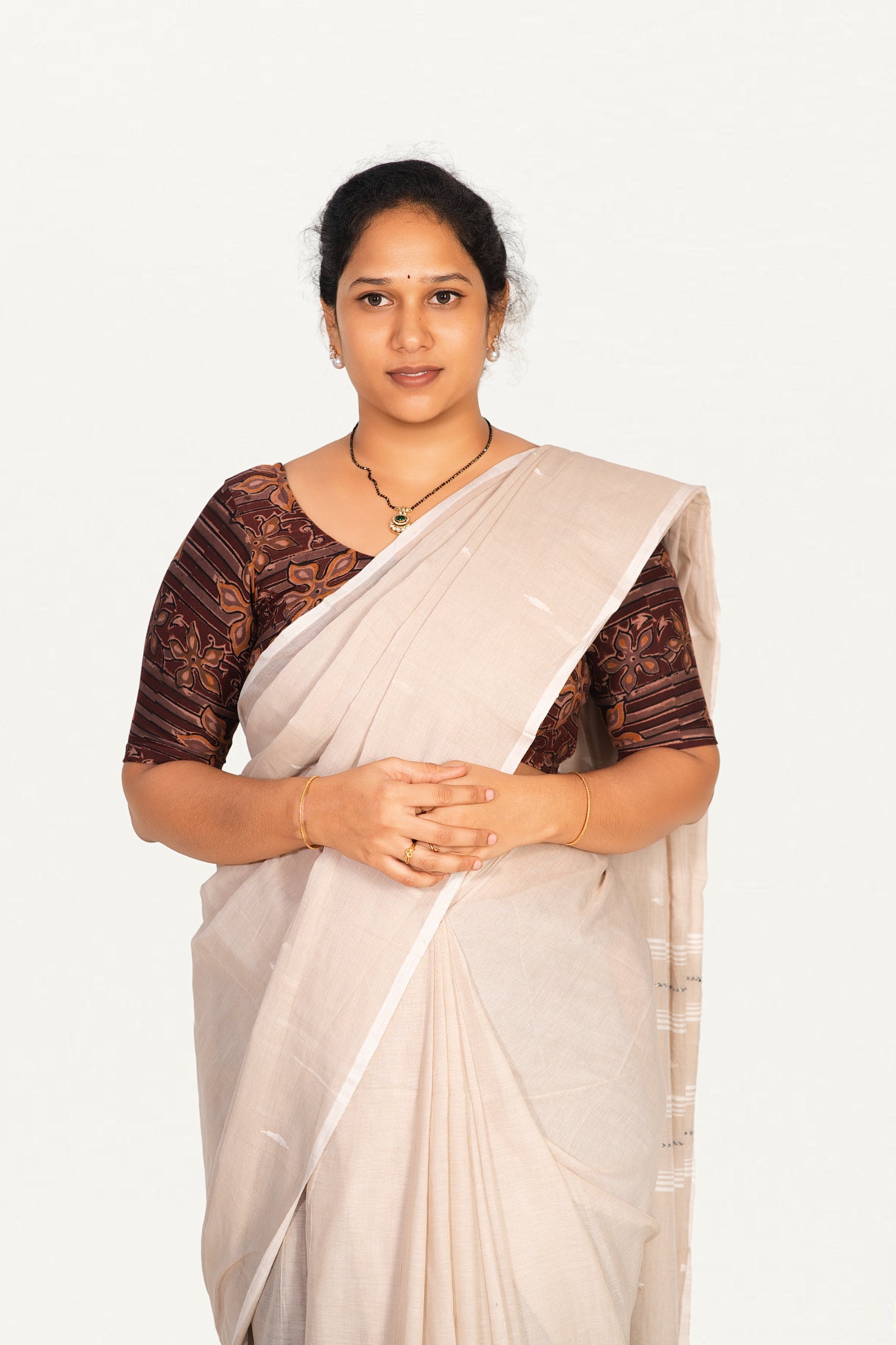 KALAMKARI ROUND NECK 10 INCH HANDS STRECHBLE BLOUSE