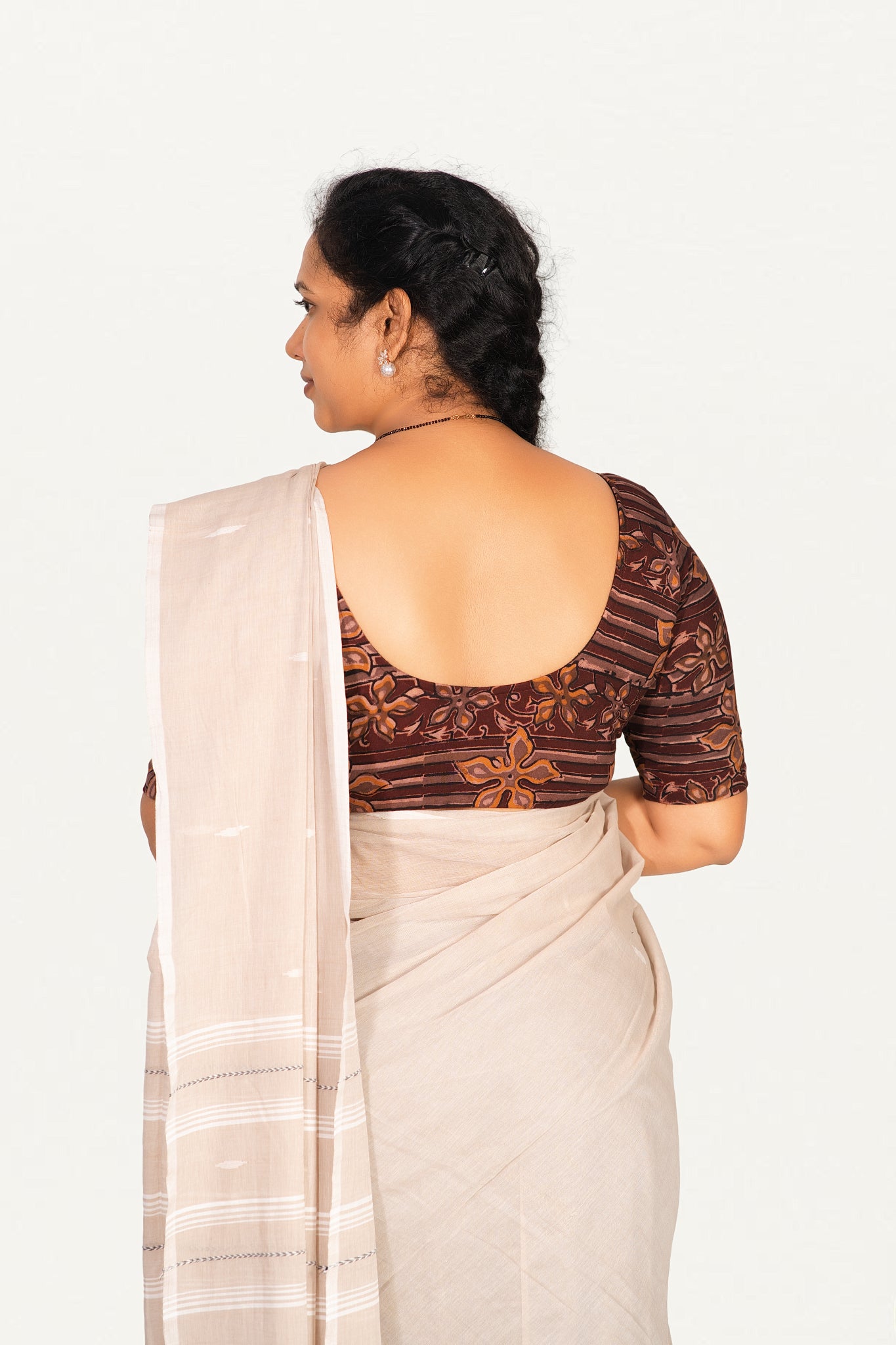KALAMKARI ROUND NECK 10 INCH HANDS STRECHBLE BLOUSE
