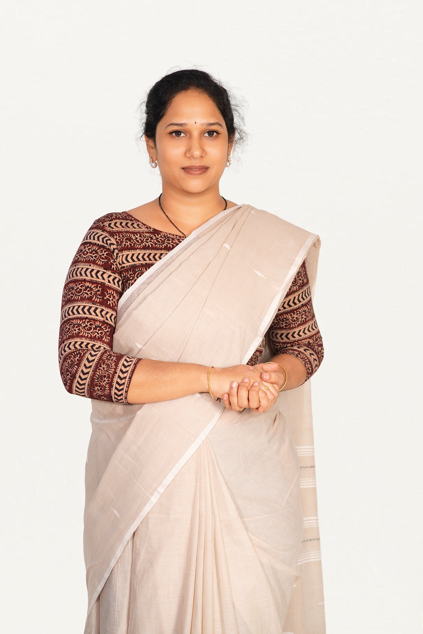 KALAMKARI BOAT NECK OPEN 3/4  HAND'S STREACHBLE  BLOUSE