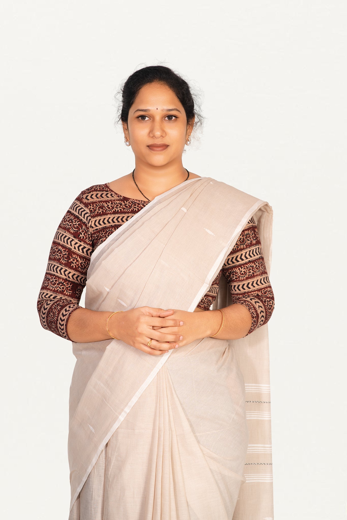 KALAMKARI BOAT NECK OPEN 3/4  HAND'S STREACHBLE  BLOUSE