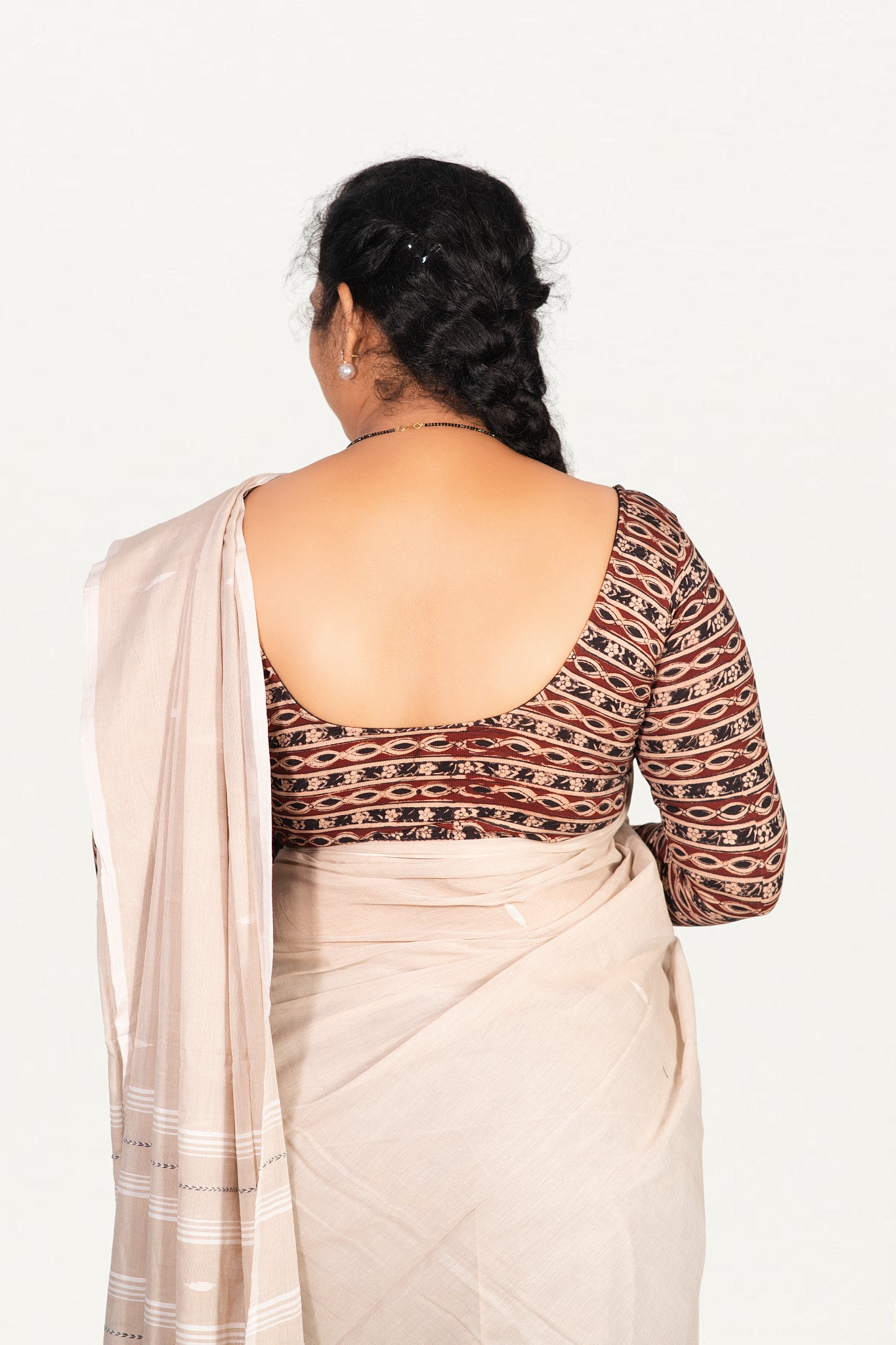 KALAMKARI ROUND NECK FULL HANDS STRECHBLE BLOUSE