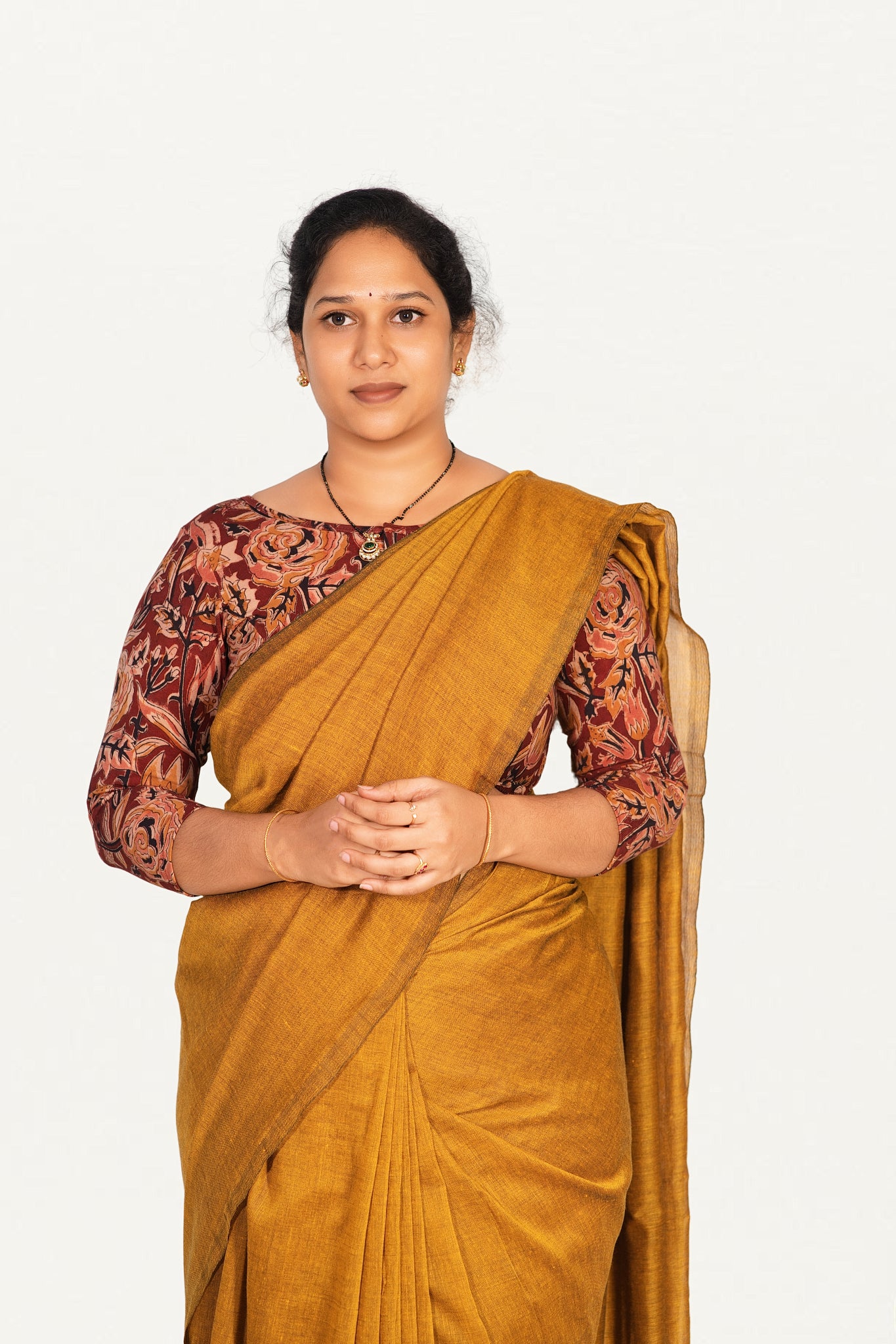 KALAMKARI BOAT NECK OPEN 3/4  HAND'S STREACHBLE  BLOUSE