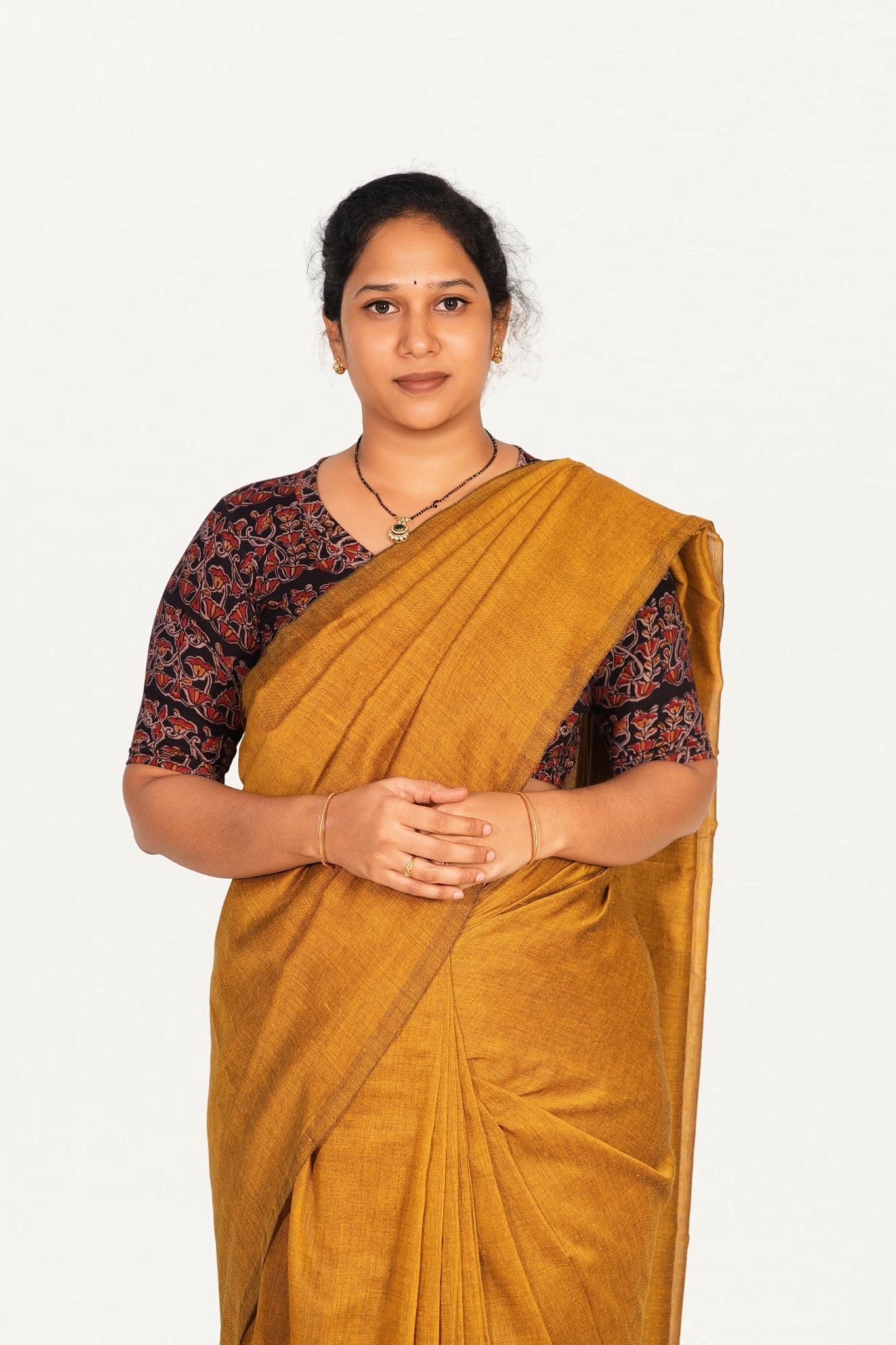 KALAMKARI V NECK 10 INCH HAND  STRECHBLE BLOUSE