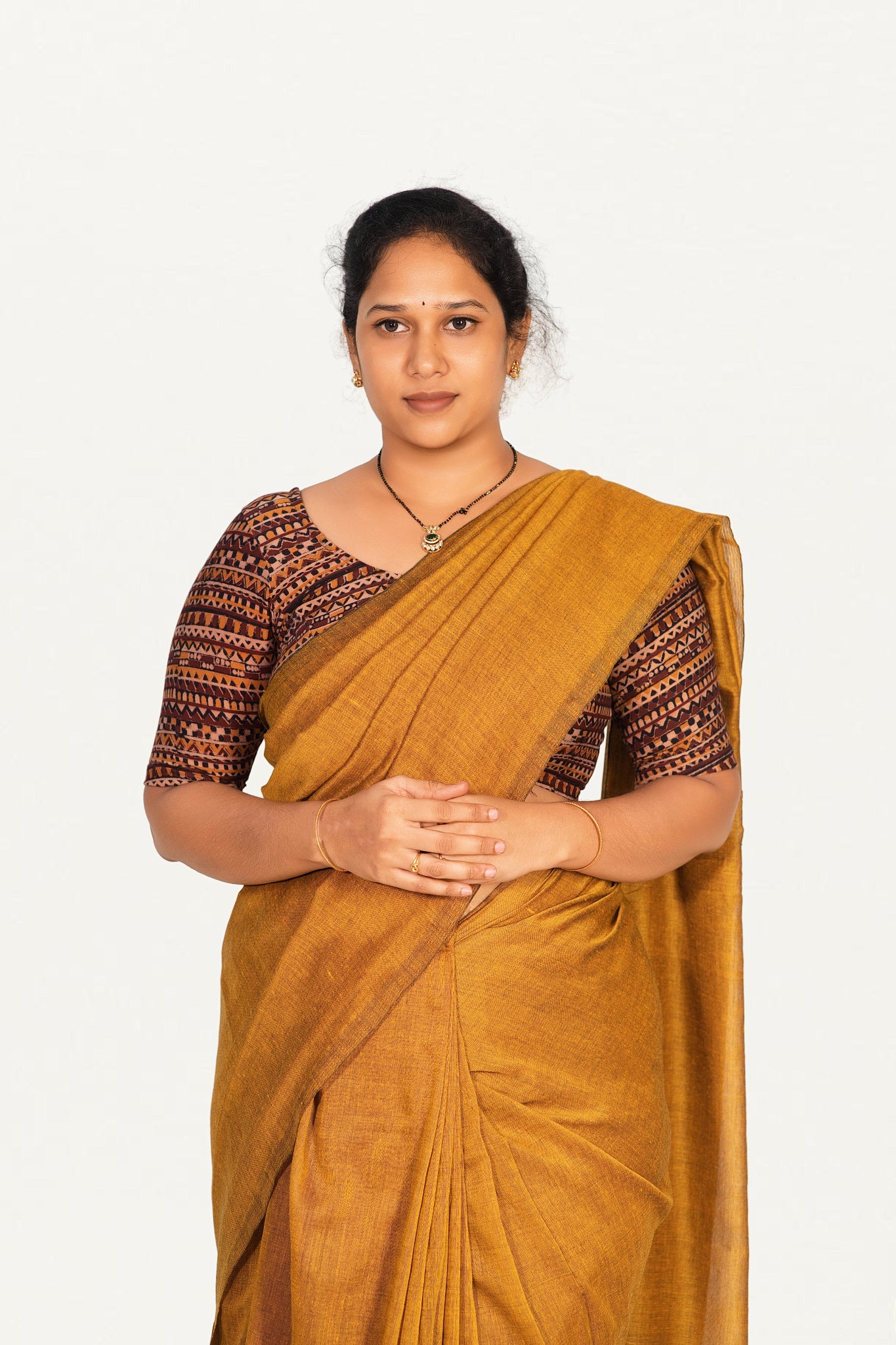 KALAMKARI ROUND NECK 10 INCH HANDS STRECHBLE BLOUSE