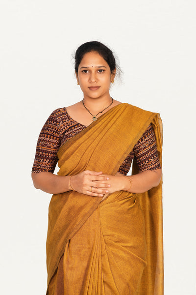 KALAMKARI ROUND NECK 10 INCH HANDS STRECHBLE BLOUSE