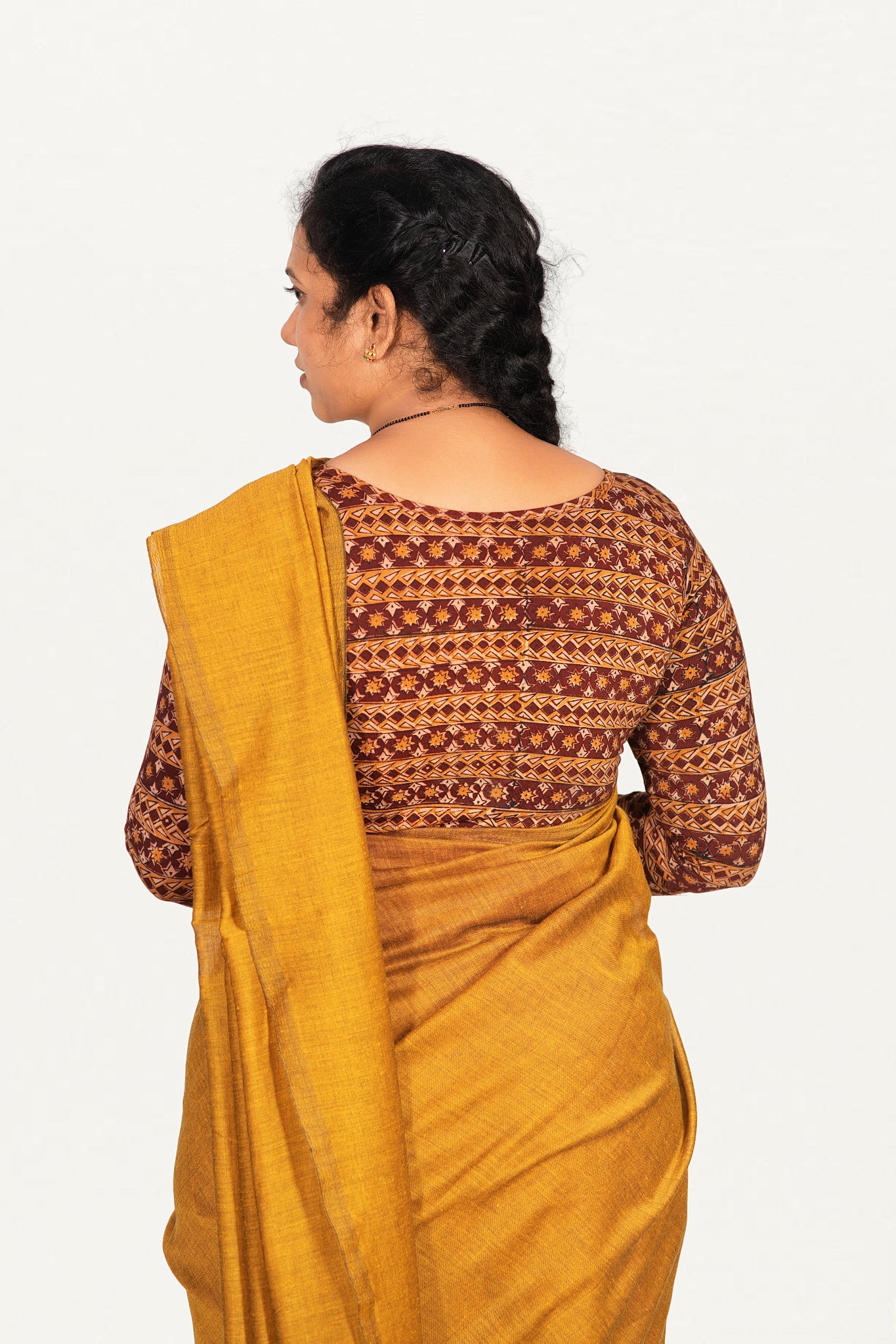 KALAMKARI BOAT NECK OPEN 3/4  HAND'S STREACHBLE  BLOUSE