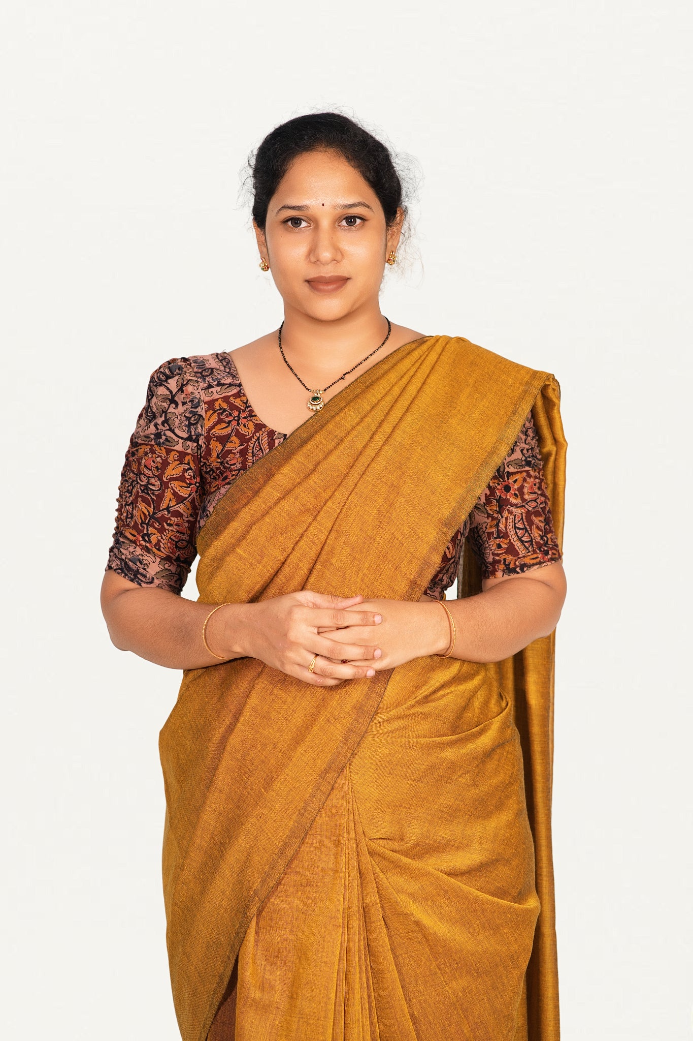 KALAMKARI BUTTA  ROUND NECK 10 INCH HANDS STRECHBLE BLOUSE