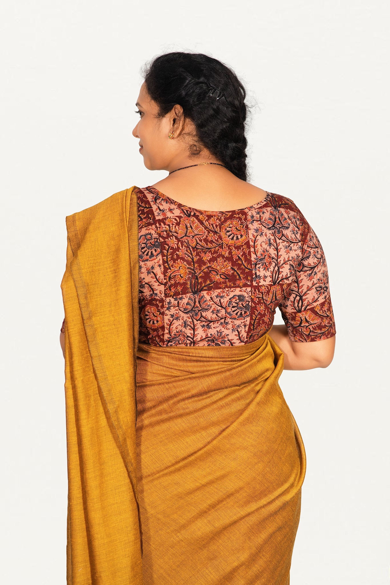 KALAMKARI BOAT NECK OPEN 10 HAND'S STREACHBLE  BLOUSE