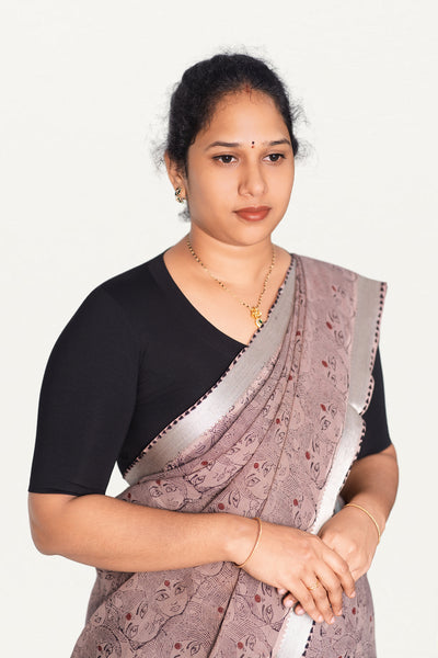 V NECK 10 INCH HAND  STRECHBLE BLOUSE
