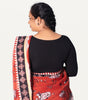 BOAT NECK OPEN 3/4  HAND'S STREACHBLE  BLOUSE