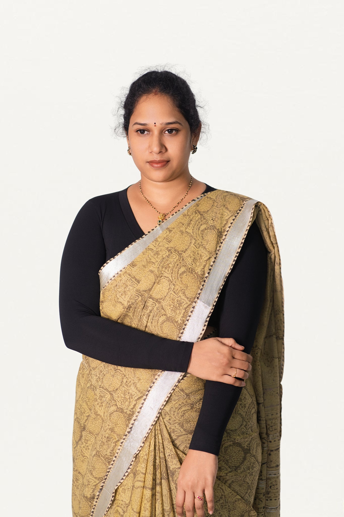 V NECK FULL HAND  STRECHBLE BLOUSE
