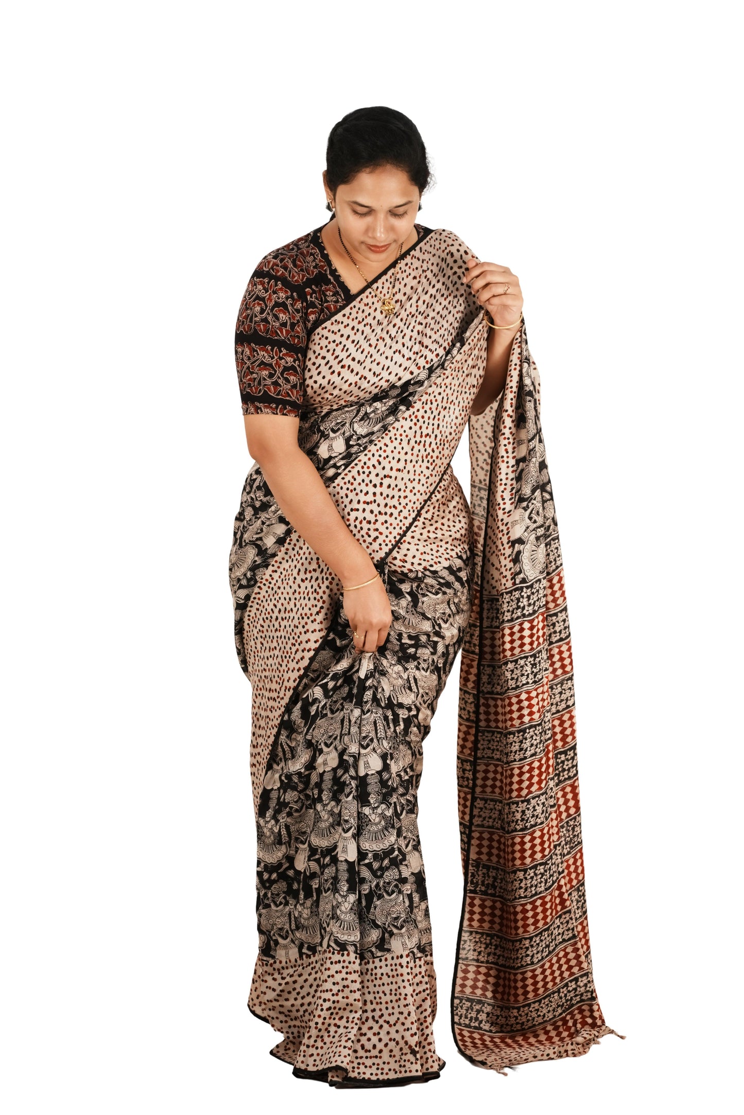 kalamkari Uppada Silk Missing Thread Saree - Manav Kalamkari