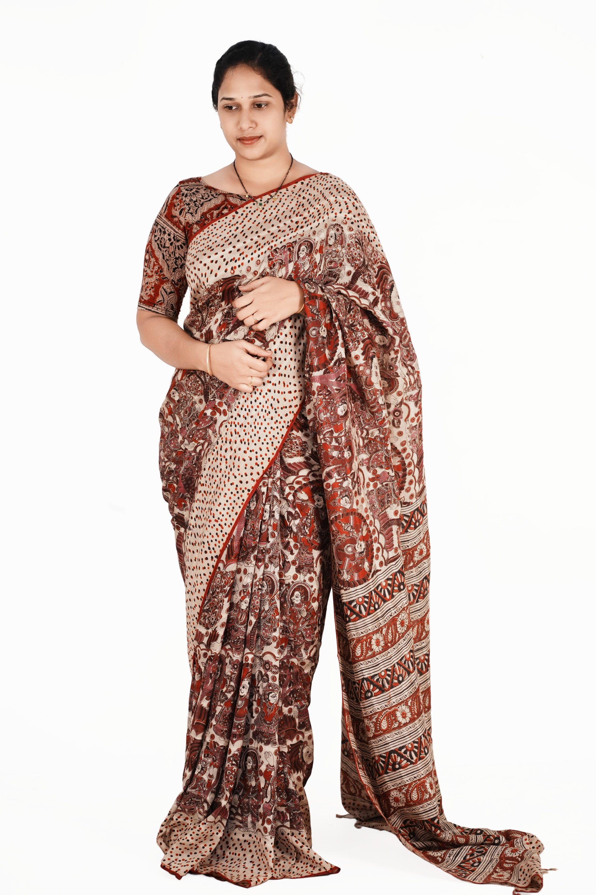 kalamkari Uppada Silk Missing Thread Saree - Manav Kalamkari