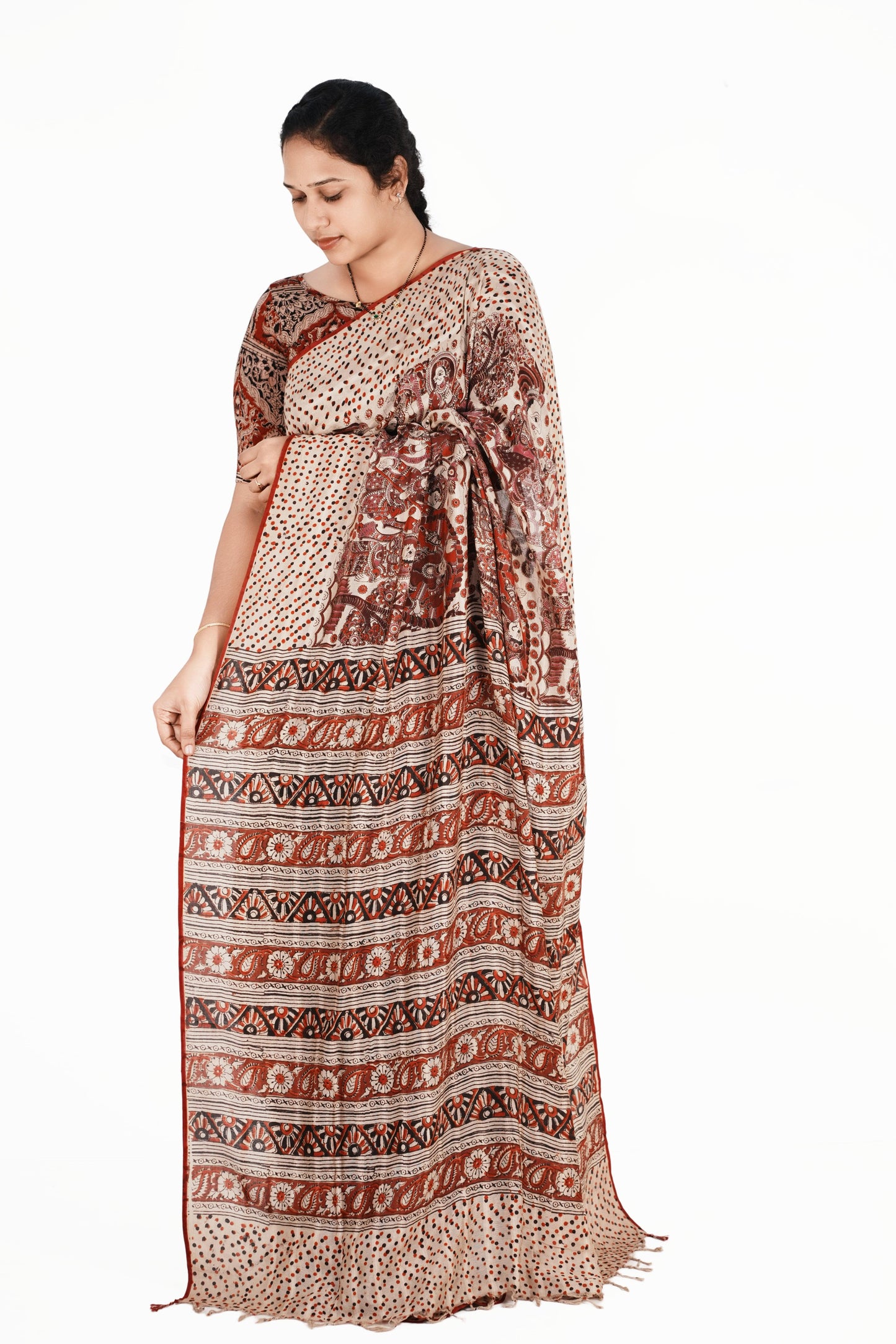 kalamkari Uppada Silk Missing Thread Saree - Manav Kalamkari